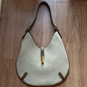 Elegant Cream and Brown Women's Bag